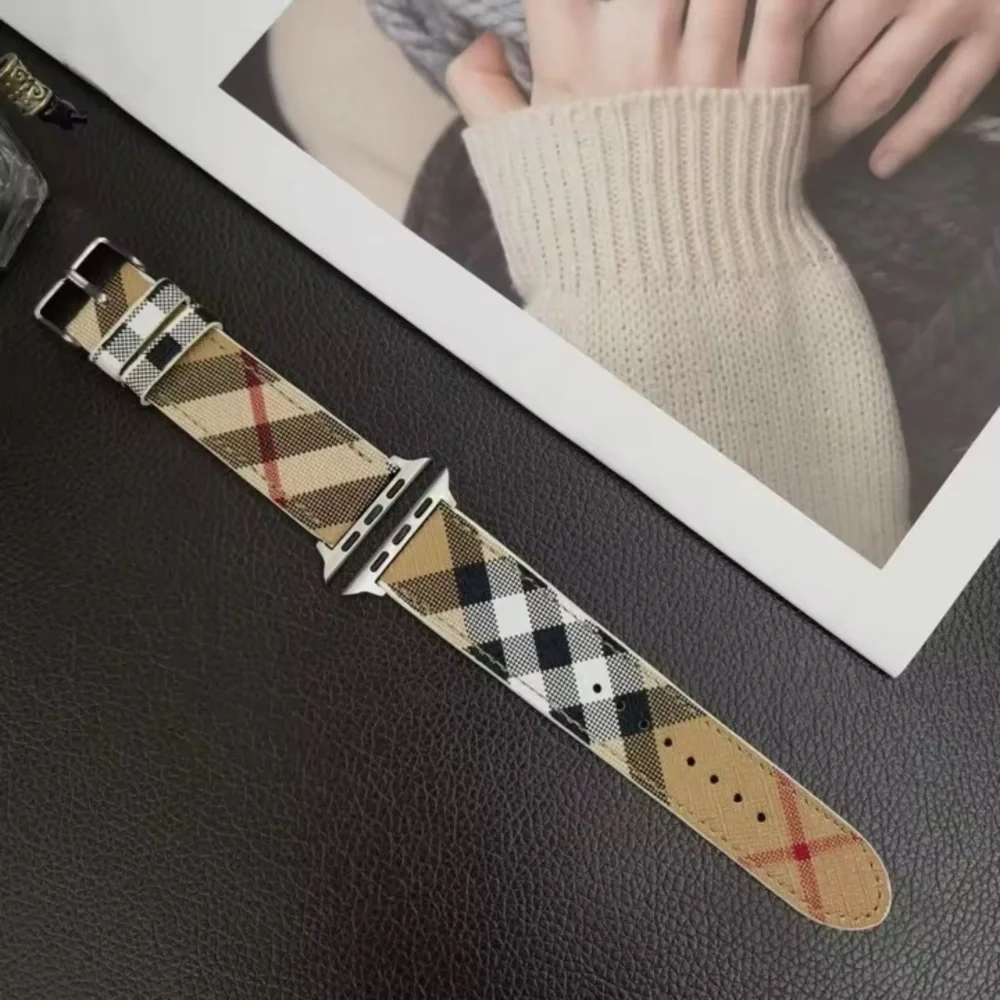 Leather Plaid Apple Watch Band 38/40/41/42/44 - Picture 15 of 16